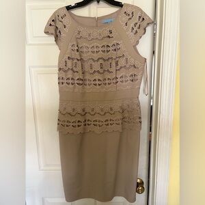 Calvin Klein Beige Lace Midi Dress